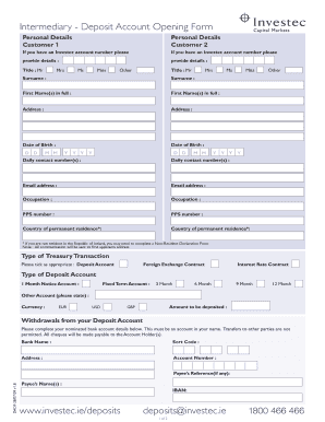 Intermediary Deposit Account Opening Form