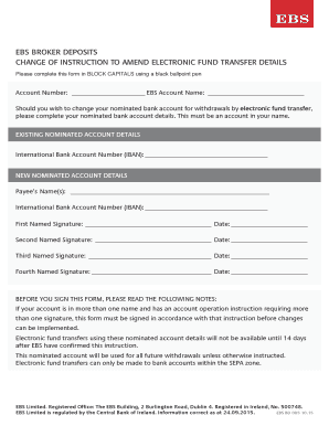 EBS Broker Deposits Change of Instruction Form