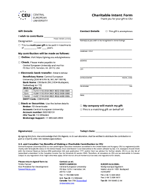 Charitable Intent Form
