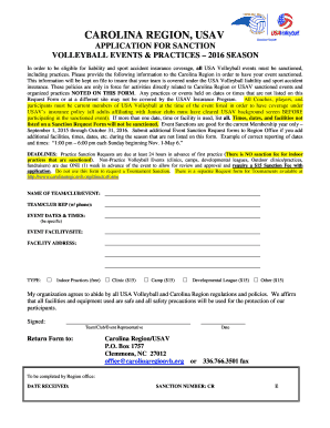 USA Volleyball Sanction Application