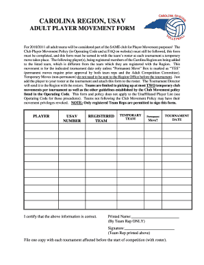 USA Volleyball Adult Player Movement Form