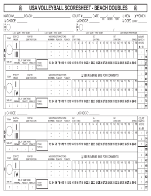 NEW BEACH SCORESHEET - Carolina Regional Volleyball - carolinaregionvb
