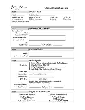 Service Information Form