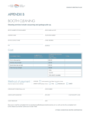 Booth Cleaning Service Order Form