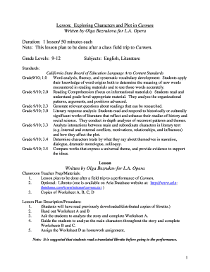 Carmen Lesson Plan