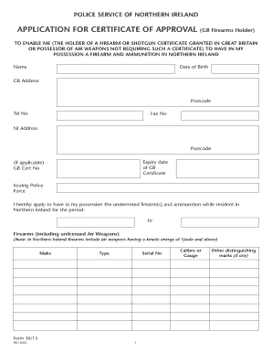 Firearm Certificate Application