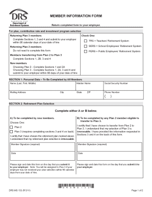 Washington State Retirement Plan Selection Form