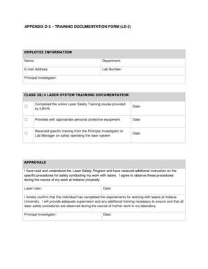 College essay outline format - APPENDIX D-2 TRAINING DOCUMENTATION FORM LS-2 - protect iu