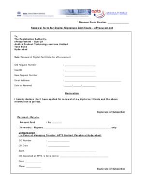Digital Signature Certificate Renewal Form