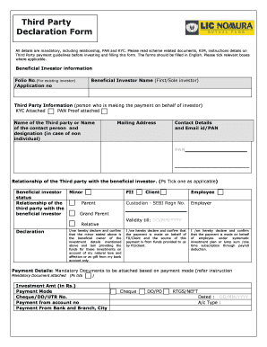 Third Party Payment Declaration Form
