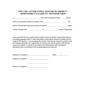 Poultry Litter Responsibility Transfer Form