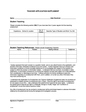 Teacher Application Supplement