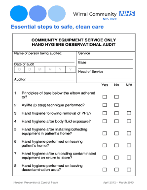 Hand Hygiene Observational Audit Form