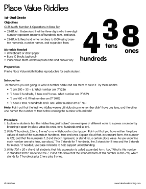 Place Value Math Riddles Worksheet