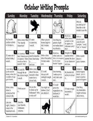 October Writing Prompts Worksheet