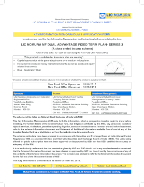 LIC Nomura Mutual Fund Application Form