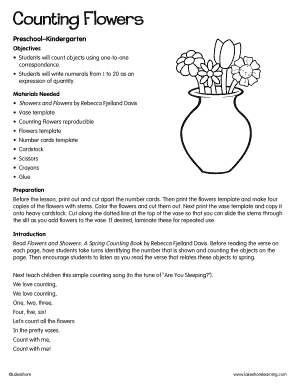 Preschool Kindergarten Counting Flowers Activity