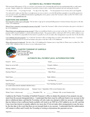 Automatic Bill Payment Authorization Form