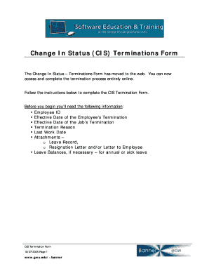 Change In Status Terminations Form
