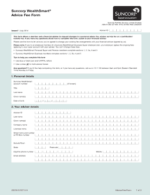 Suncorp WealthSmart Advice Fee Form