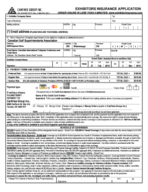 Exhibitors Insurance Application