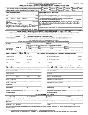 Kentucky Certificate of Title/Registration Application