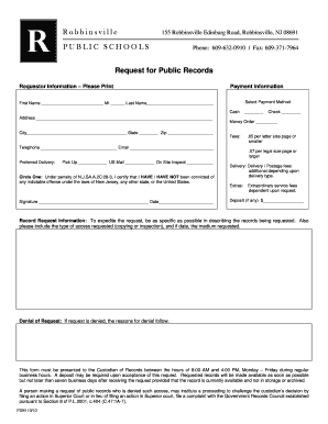 New Jersey Public Records Request Form