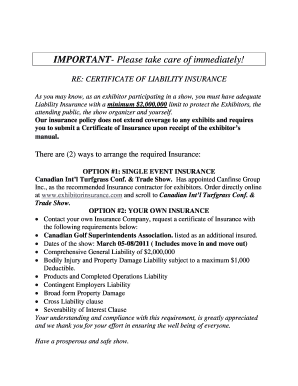 Certificate of Liability Insurance