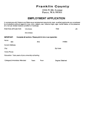 Franklin County Employment Application