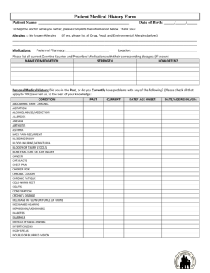 Patient Medical History Form