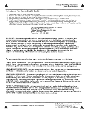 Disability Insurance Claim Instructions