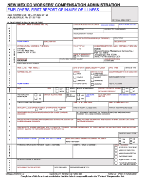 New Mexico Employer's First Report of Injury or Illness