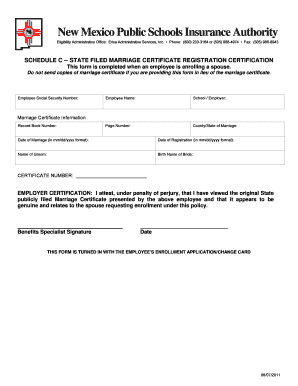 New Mexico Marriage Certificate Registration Certification