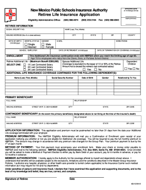 New Mexico Retiree Life Insurance Application
