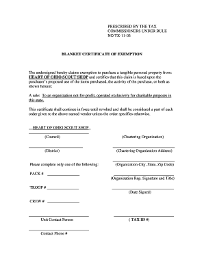Ohio Blanket Certificate of Exemption