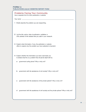 Publications and Websites Report Form