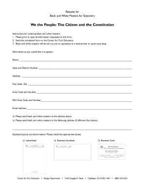 Black and White Masters Request Form