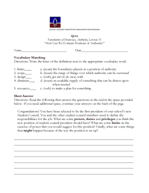 School Violence Prevention Program Quiz
