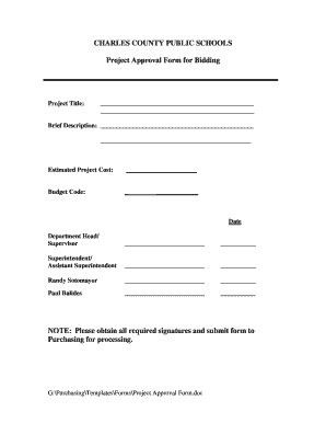 Fillable Online CHARLES COUNTY PUBLIC SCHOOLS Project 