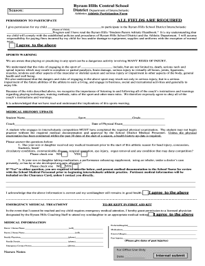 Byram Hills Athletic Participation Form