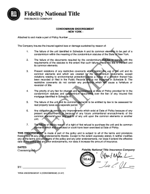 Condominium Endorsement for Title Insurance