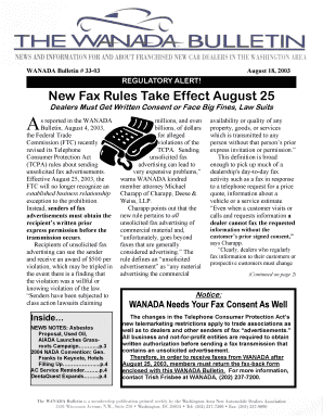 WANADA Fax Consent Form