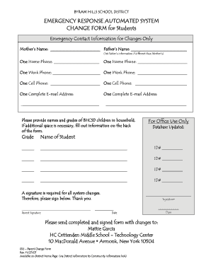Byram Hills School District Emergency Contact Change Form