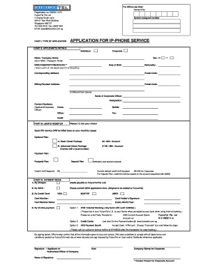 Singapore IP-Phone Service Application Form