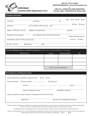 Charlotte AHEC Registration Form