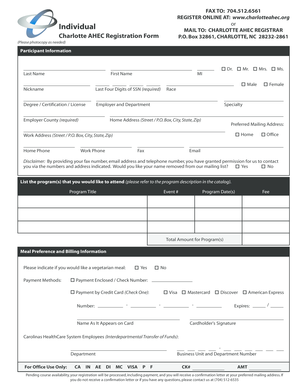 Charlotte AHEC Registration Form