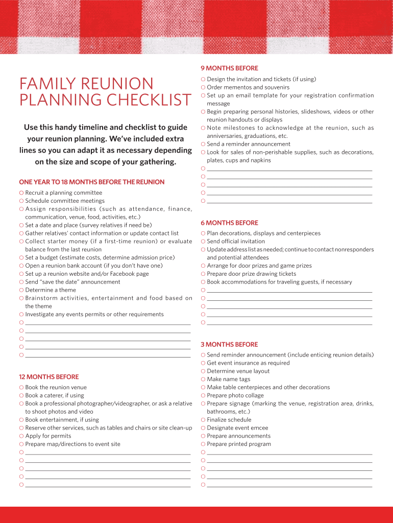 family reunion planning template Preview on Page 1