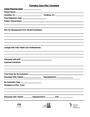 Complex Care Plan Template
