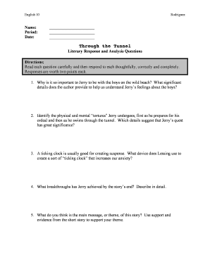 Literary Response and Analysis Questions