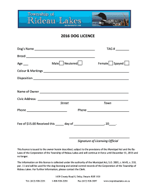 2016 Dog Licence